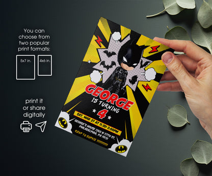 Batman Superhero DC customizable invitation template | Share or Print | ZK782