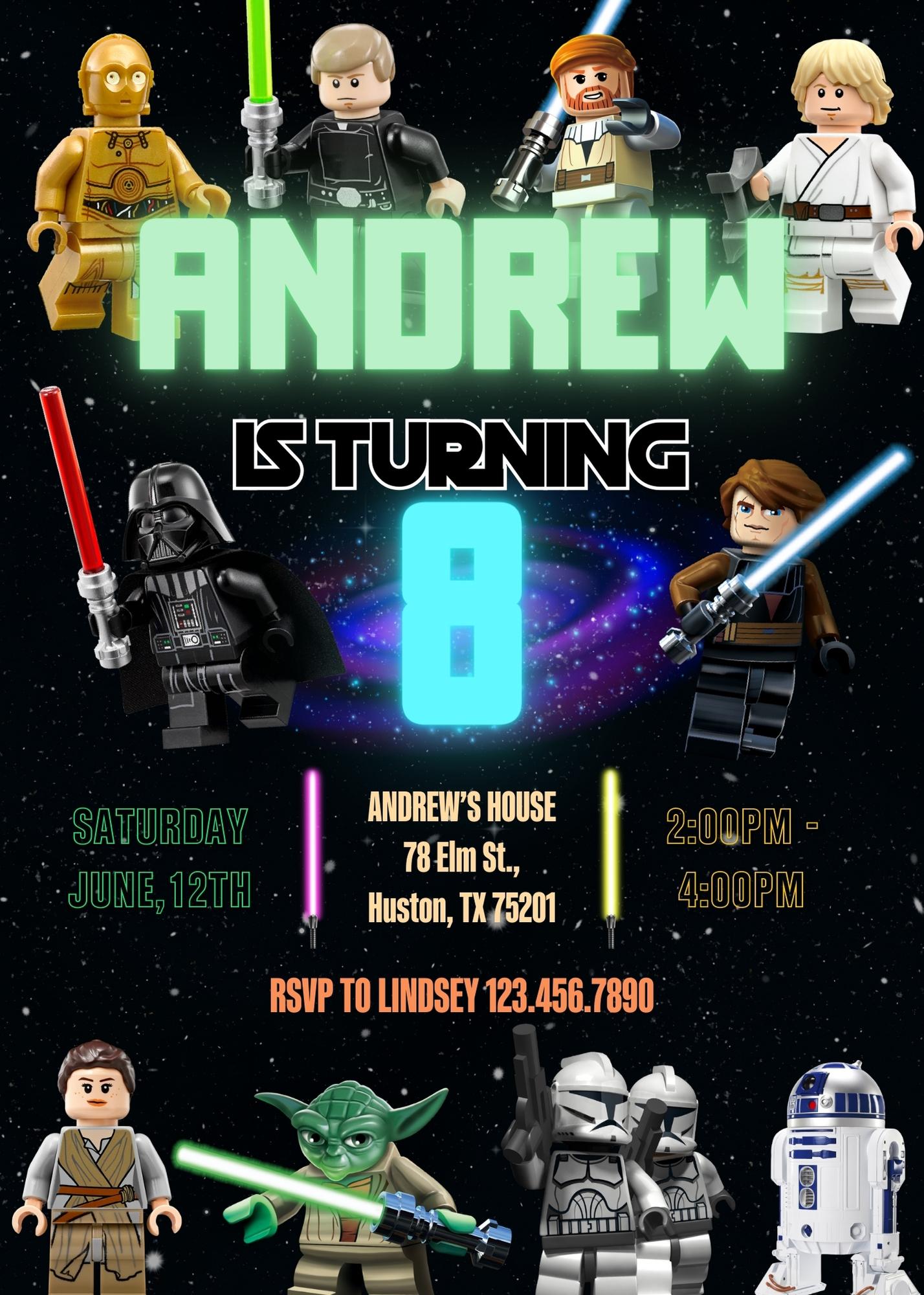 Star Wars Darth Vader Lego Minifigures customizable invitation template | Share or Print | SO231