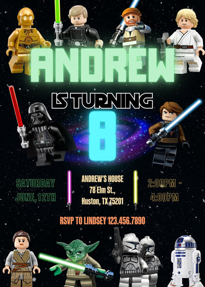 Star Wars Darth Vader Lego Minifigures customizable invitation template | Share or Print | SO231