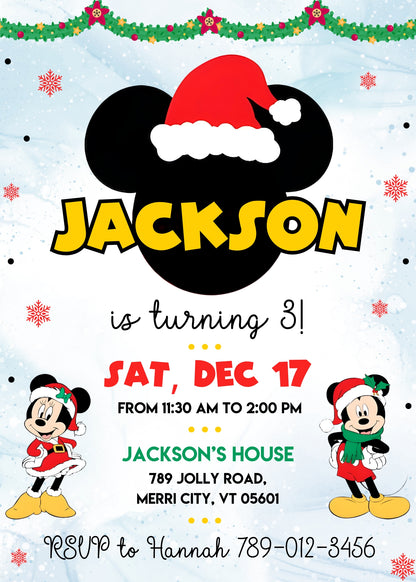 Mickey Mouse Christmas customizable invitation template | Share or Print | WK518