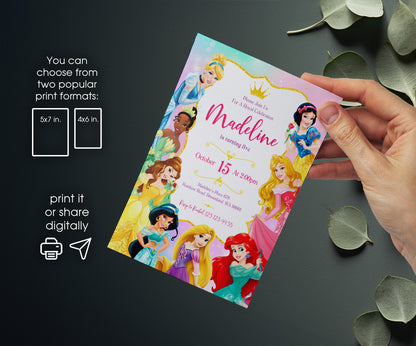 Disney Princess customizable invitation template | Share or Print | girl | WU367