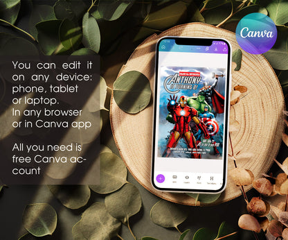 Avengers Marvel Superhero customizable invitation template | Share or Print | boy | CH529