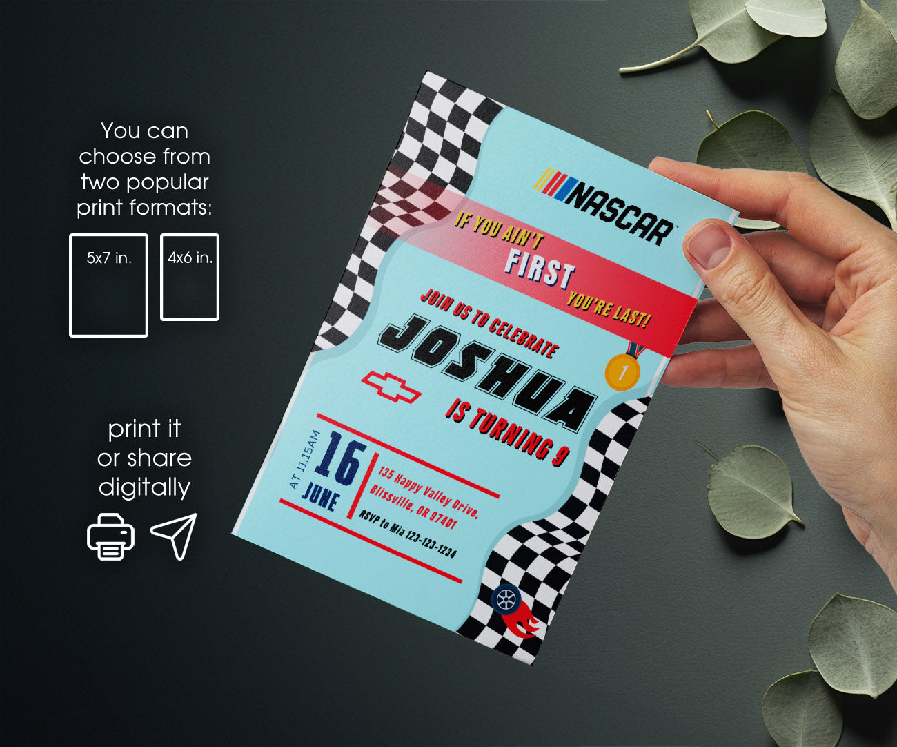 Nascar Racing Ricky Bobby customizable invitation template | Share or Print | boy | AB139