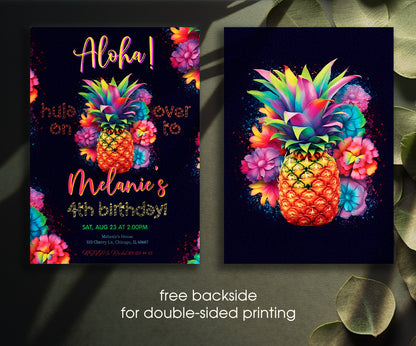 Aloha Luau Party customizable invitation template | Share or Print | girl | NJ712