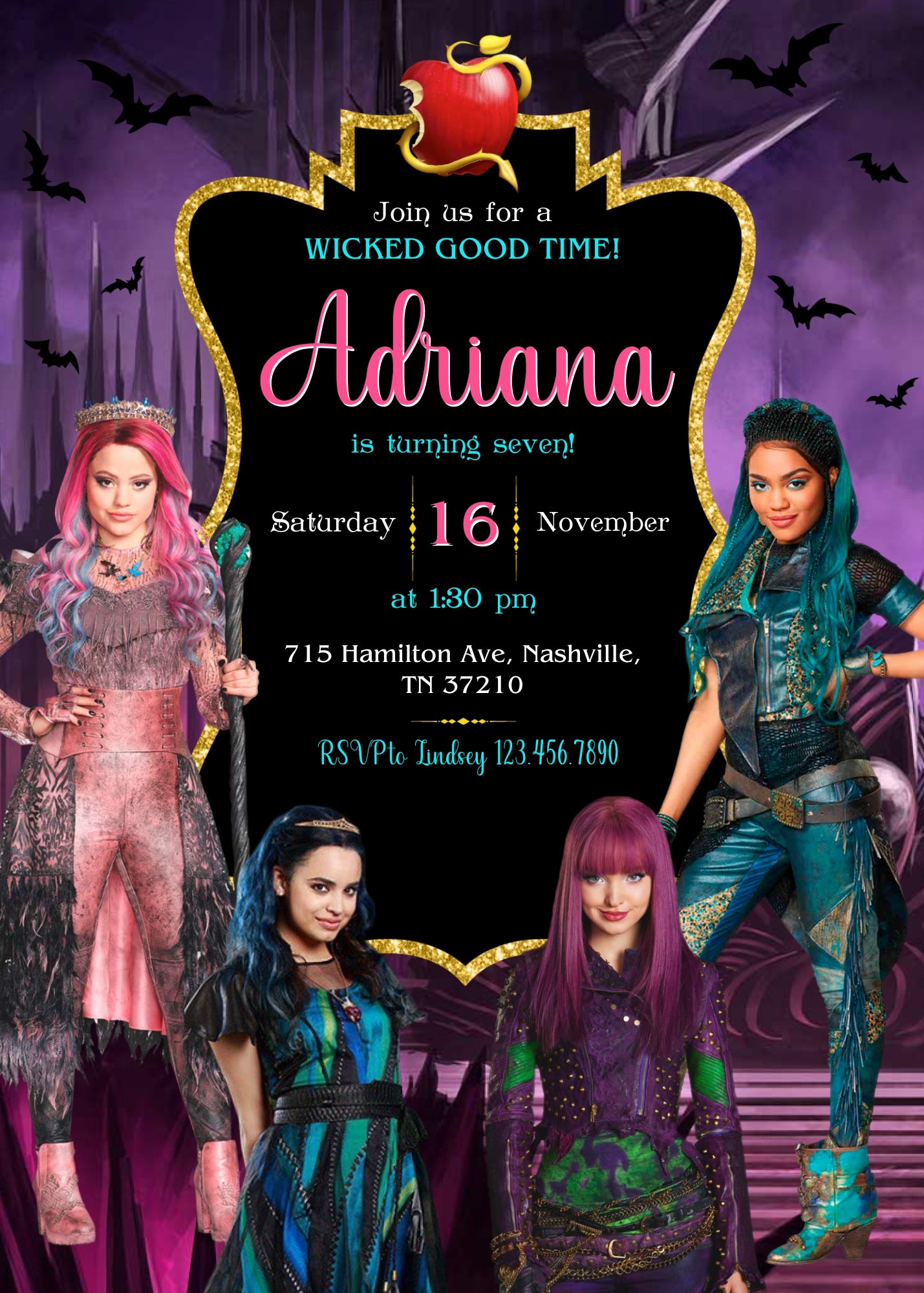Descendants Disney customizable invitation template | Share or Print | PB908