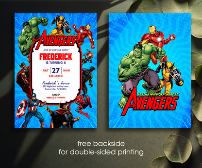 Avengers Marvel Superhero customizable invitation template | Share or Print | boy | GZ356