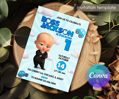 Baby Boss customizable invitation template | Share or Print | boy | NJ306