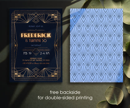 The Great Gatsby Art Deco customizable invitation template | Share or Print | YC687