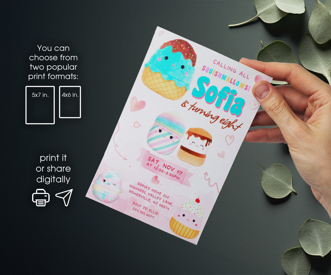 Squishmallows customizable invitation template | Share or Print | FG361