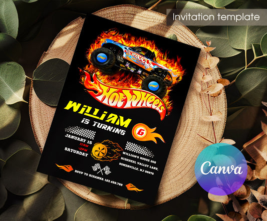 Hot Wheels Racing customizable invitation template | Share or Print | boy | ZV262