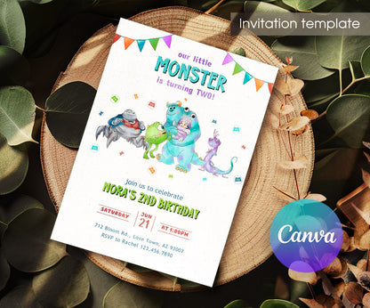 Monsters, Inc. customizable invitation template | Share or Print | JR919