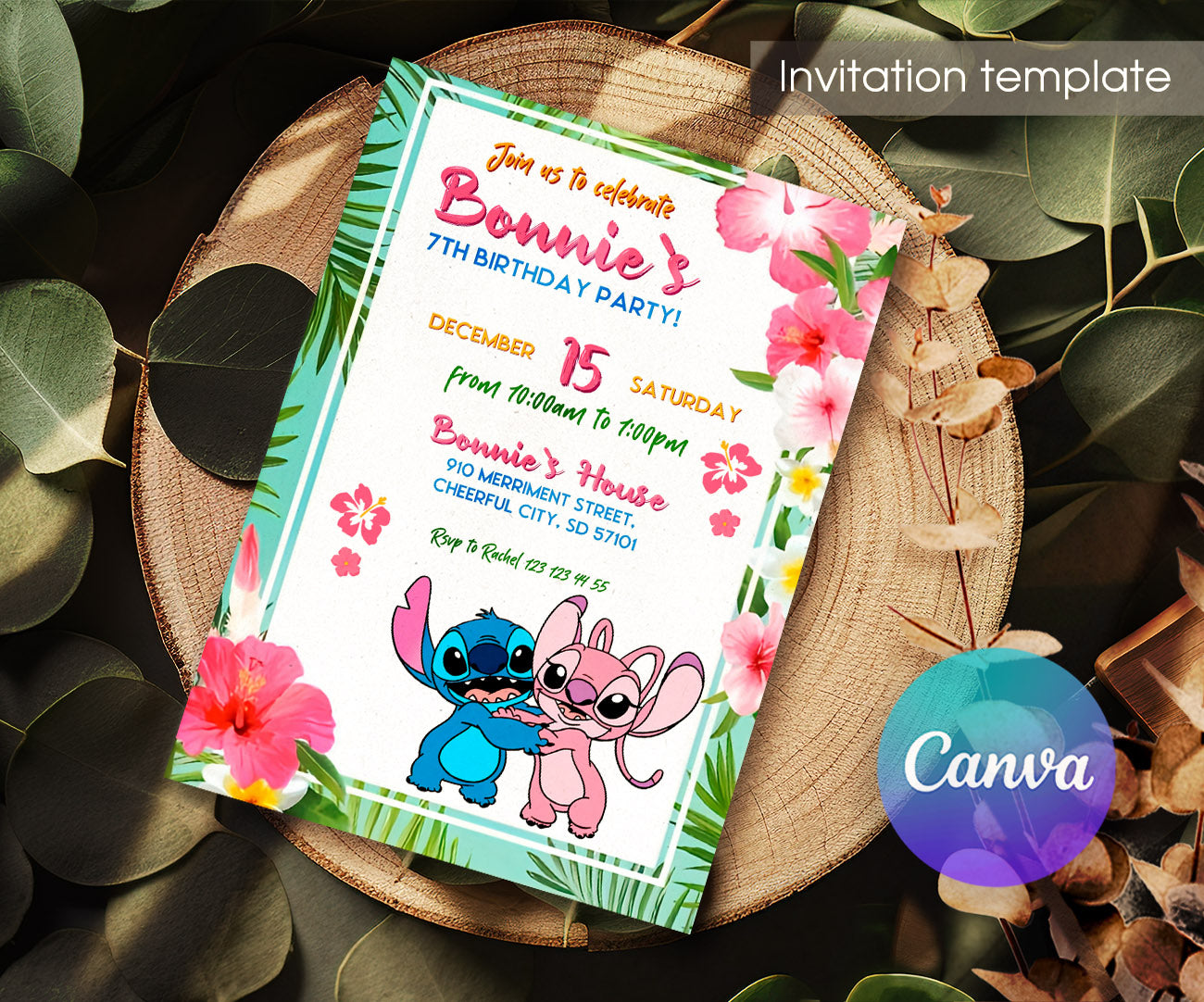Lilo & Stitch Angel customizable invitation template | Share or Print | girl | IY168