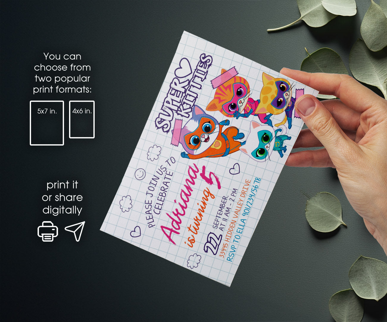 SuperKitties customizable invitation template | Share or Print | FE896