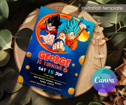 Dragon Ball Z Anime customizable invitation template | Share or Print | boy | JI200