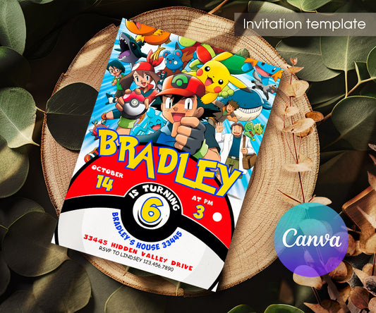 Pokemon Pikachu customizable invitation template | Share or Print | YU472