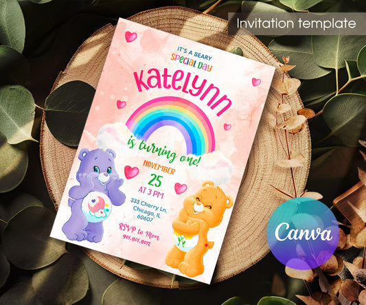 Care Bears customizable invitation template | Share or Print | HL609