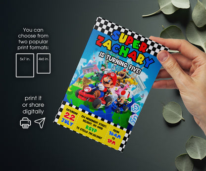 Mario Kart Gamer customizable invitation template | Share or Print | boy | JB821