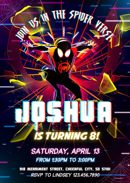 Spider Man Across the Spider-Verse customizable invitation template | Share or Print | boy | TX757