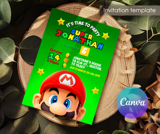 Super Mario Bros customizable invitation template | Share or Print | DL575