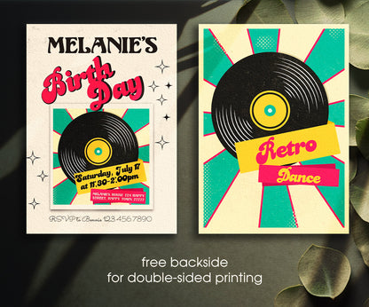 Disco Party 80th 90th customizable invitation template | Share or Print | BF598