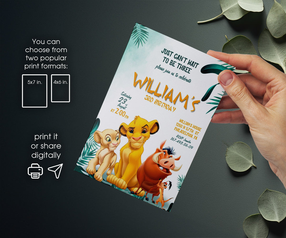 Lion King Simba customizable invitation template | Share or Print | LJ571