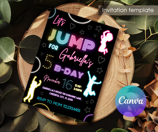Trampoline Jump Party customizable invitation template | Share or Print | BV038