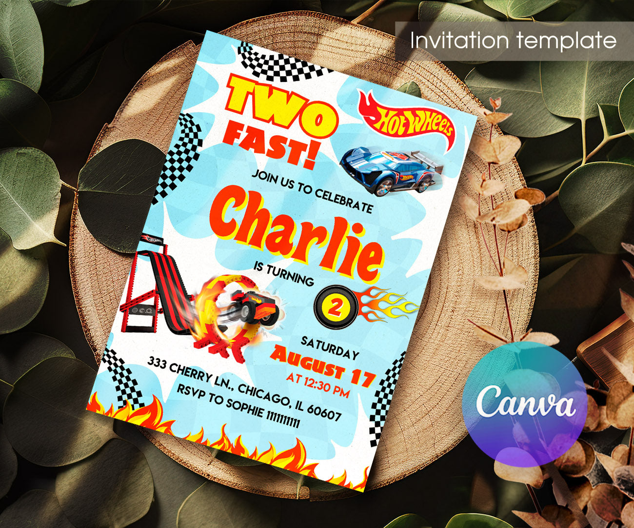Hot Wheels Two Fast 2 Furious customizable invitation template | Share or Print | boy | XR842