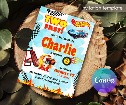 Hot Wheels Two Fast 2 Furious customizable invitation template | Share or Print | boy | XR842