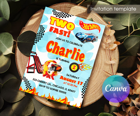 Hot Wheels Two Fast 2 Furious customizable invitation template | Share or Print | boy | XR842