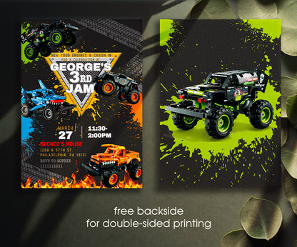 Monster Jam  Monster Truck customizable invitation template | Share or Print | boy | BY496