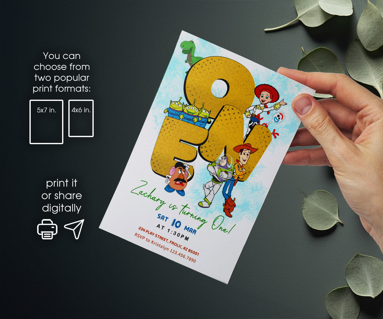 Toy Story Woody customizable invitation template | Share or Print | OX717