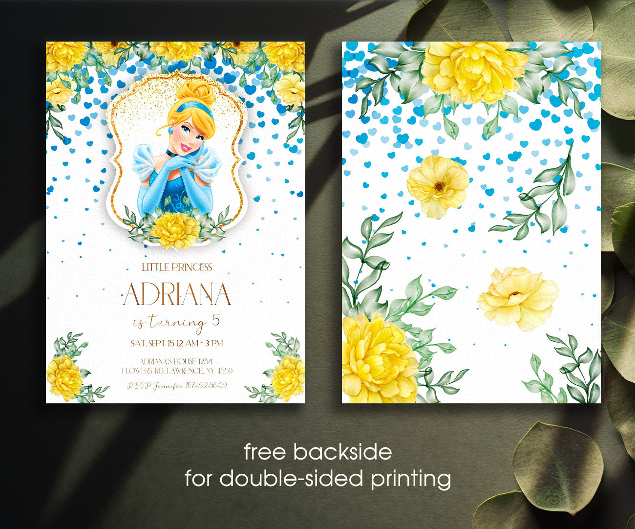 Cinderella Princess customizable invitation template | Share or Print | girl | AG412