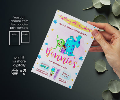 Monsters, Inc. customizable invitation template | Share or Print | CY734