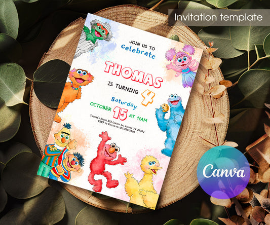 Sesame Street customizable invitation template | Share or Print | CG908