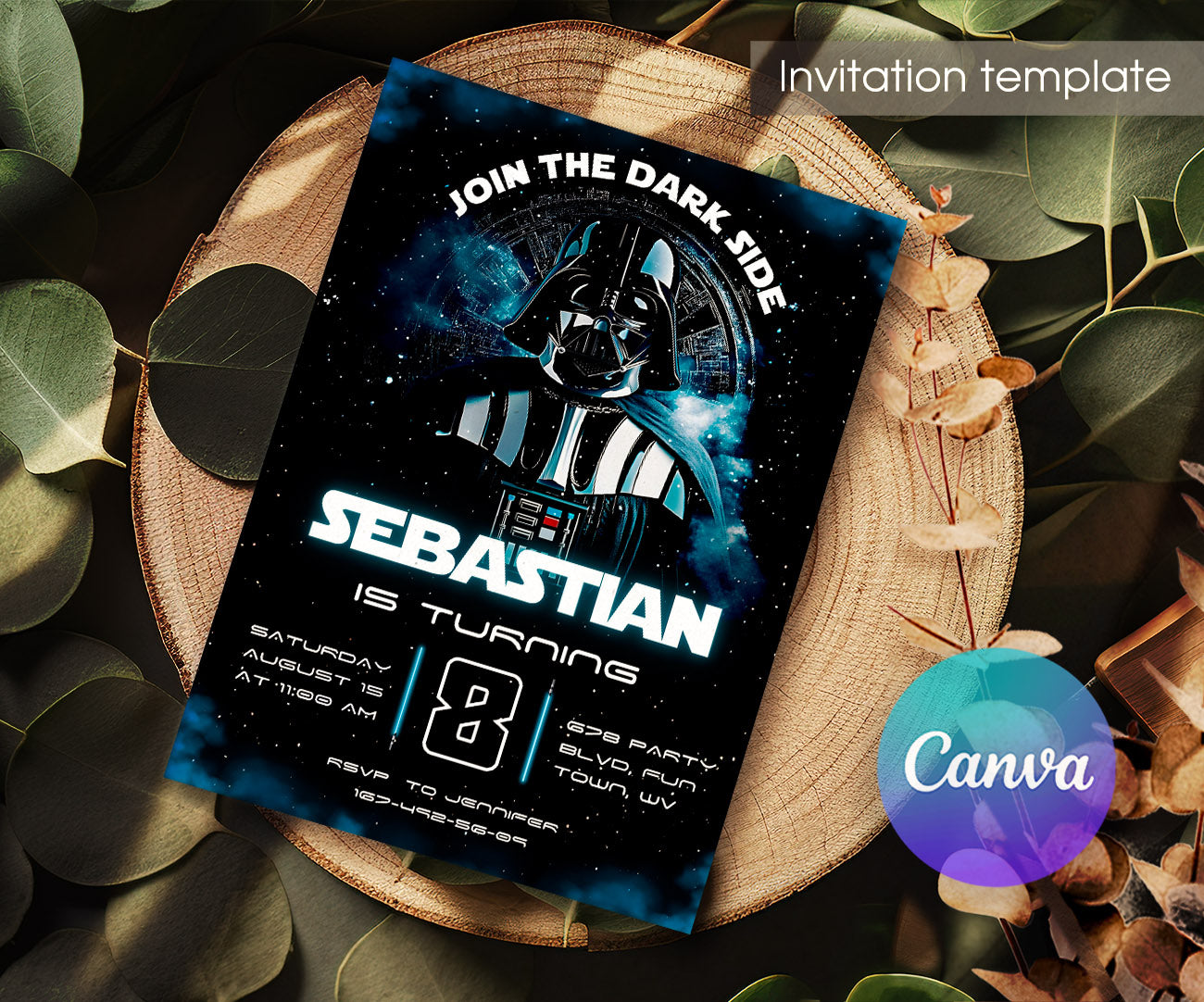 Star Wars Darth Vader customizable invitation template | Share or Print | boy | IT449