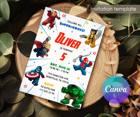 Avengers Marvel Superhero customizable invitation template | Share or Print | boy | PS759