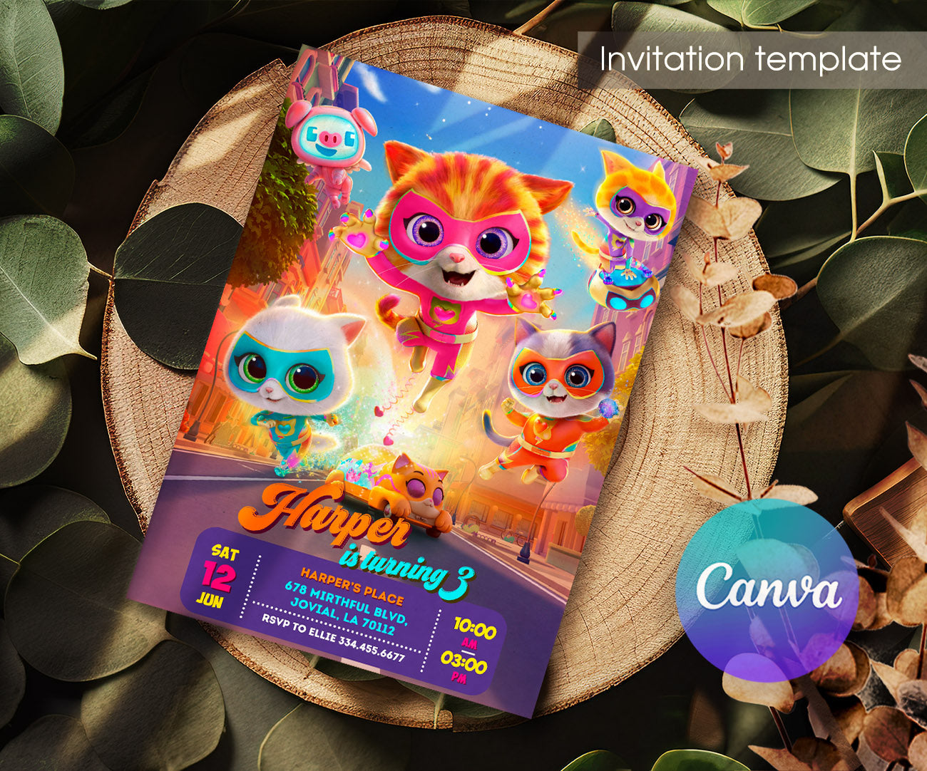 SuperKitties customizable invitation template | Share or Print | YB425