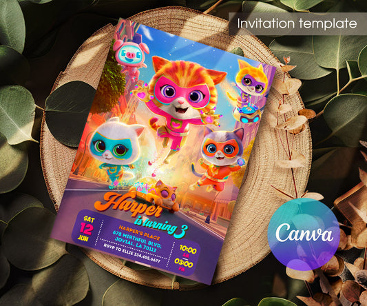 SuperKitties customizable invitation template | Share or Print | YB425