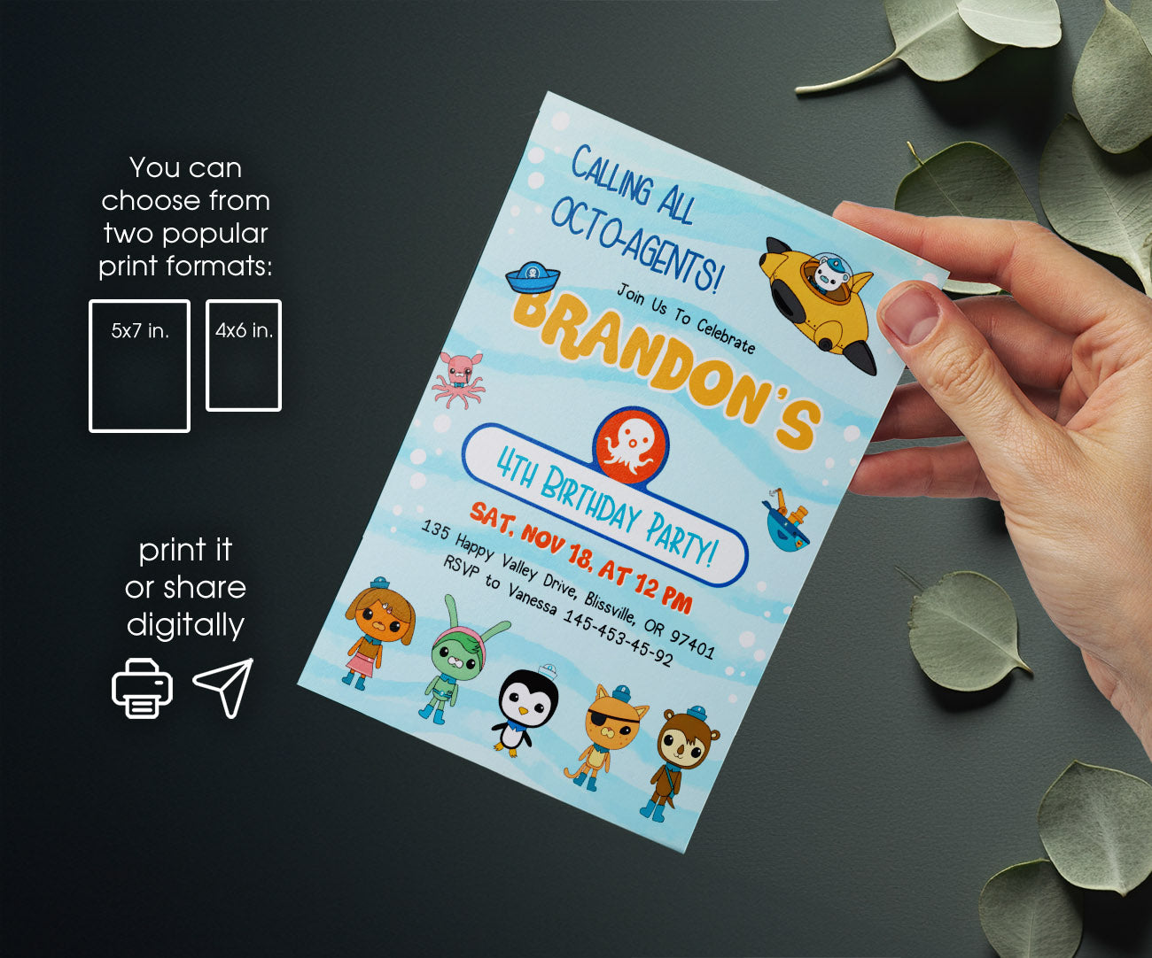 Octonauts customizable invitation template | Share or Print | OK889