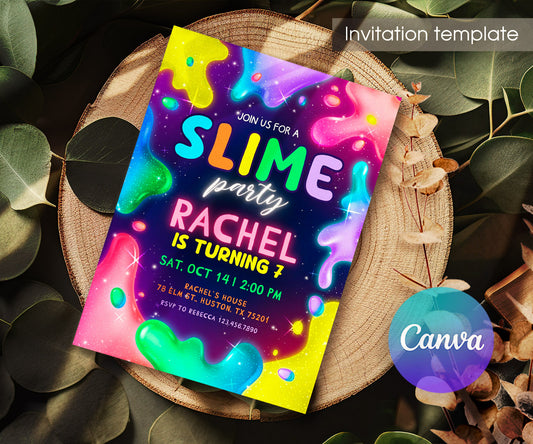 Slime Diy Party customizable invitation template | Share or Print | GL905