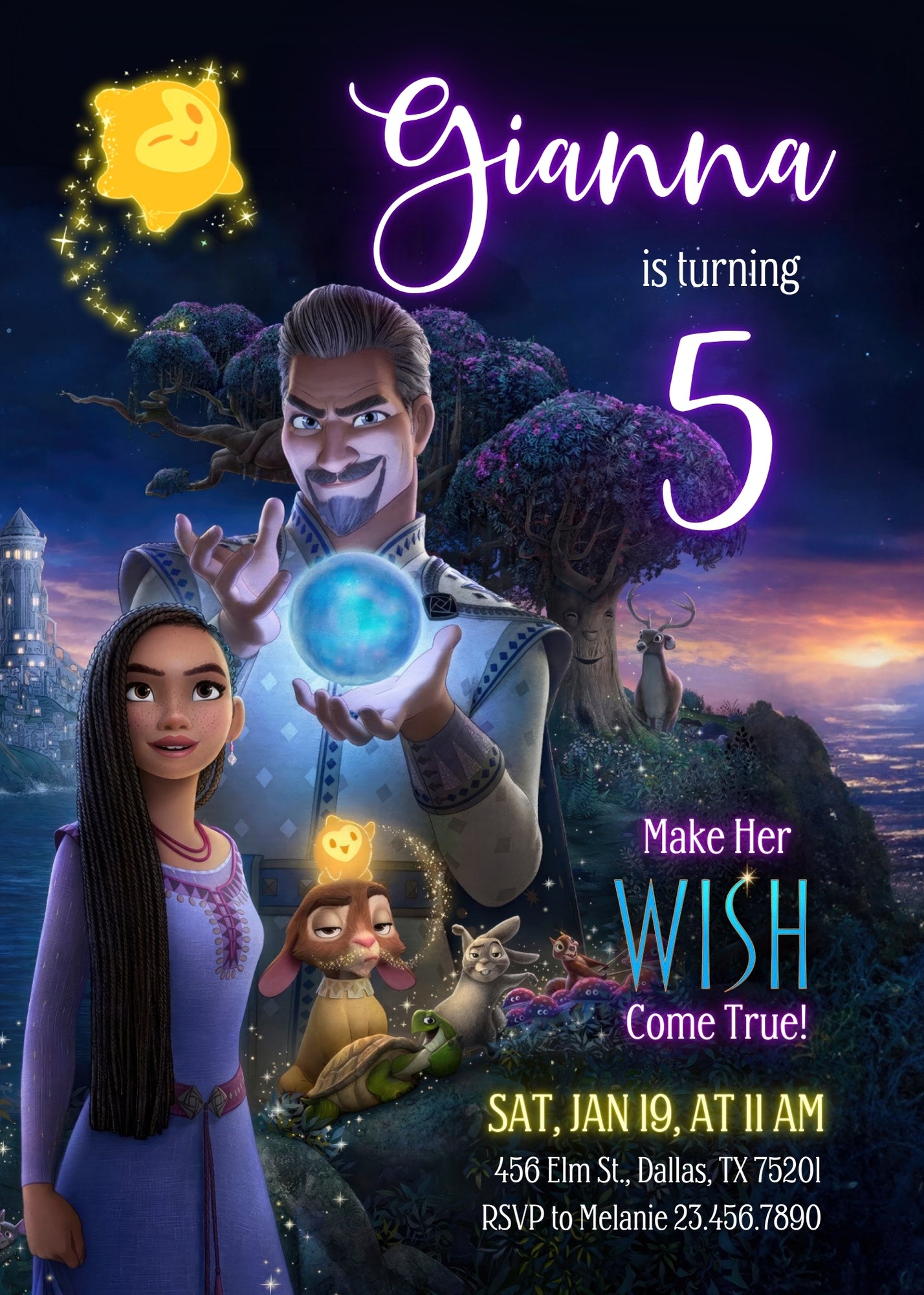 Wish Magic Asha customizable invitation template | Share or Print | girl | GA334