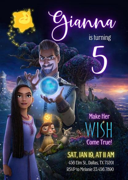 Wish Magic Asha customizable invitation template | Share or Print | girl | GA334