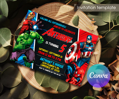 Avengers Marvel Superhero customizable invitation template | Share or Print | boy | VP635