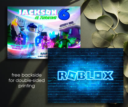 Roblox Gamer customizable invitation template | Share or Print | IV390