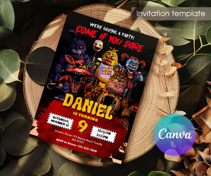 Five Nights at Freddy's customizable invitation template | Share or Print | KH481