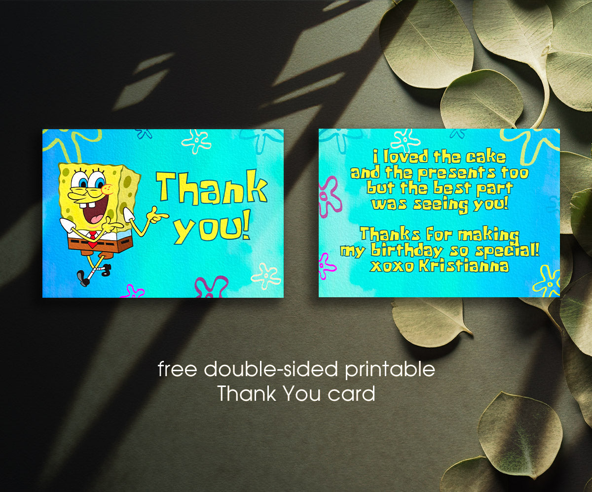 SpongeBob SquarePant customizable invitation template | Share or Print | ZY925