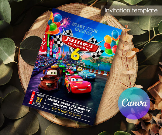 Cars Lightning McQueen customizable invitation template | Share or Print | boy | IT600