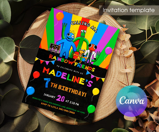 Rainbow Friends customizable invitation template | Share or Print | HH708