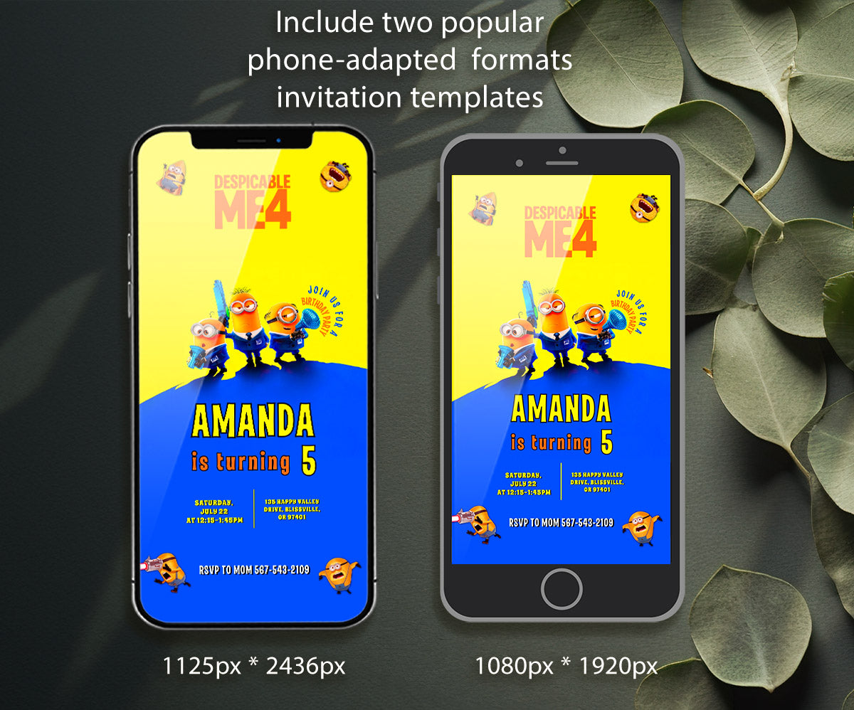 Despicable Me Minions customizable invitation template | Share or Print | KZ997