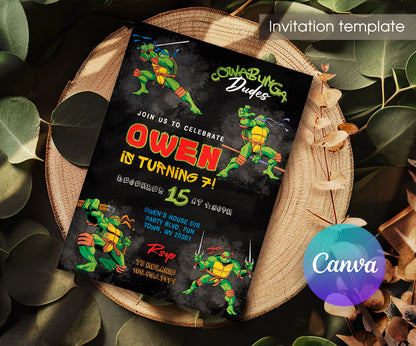 Teenage Mutant Ninja Turtles customizable invitation template | Share or Print | boy | OJ682